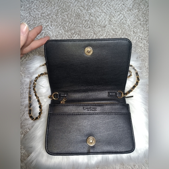 bebe Black Crossbody Bag with Gold Accents - Picture 4 of 7